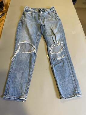 American Eagle Womens 2 Short Ripped Straight Jeans